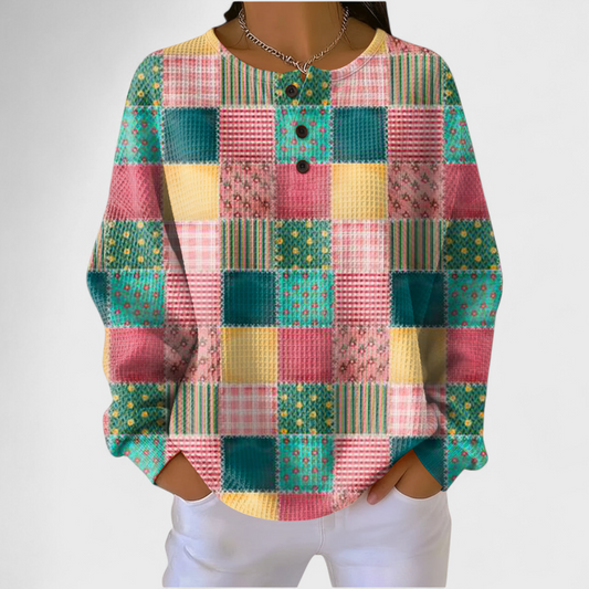 Agnes - Suéter Colorido con Diseño Patchwork