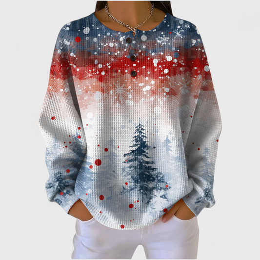 Alix - Suéter Navideño con Estampado de Árbol