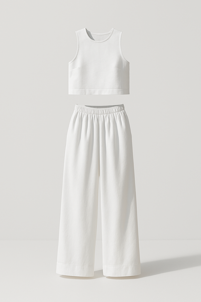 Avelina Conjunto Minimalista en Algodón y Lino Ligero