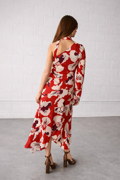 VESTIDO MIDI ASIMETRICO ARIEL