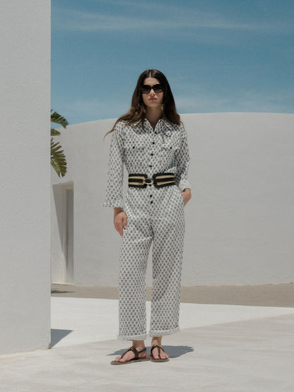 Mono lino estampado blanco