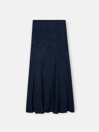 Falda midi evase jacquard azul marino