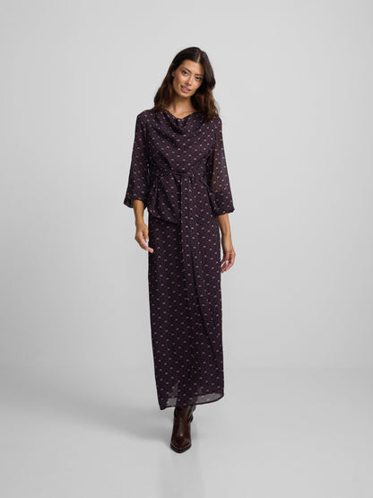 Falda midi lazada estampado morado