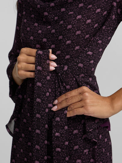 Falda midi lazada estampado morado
