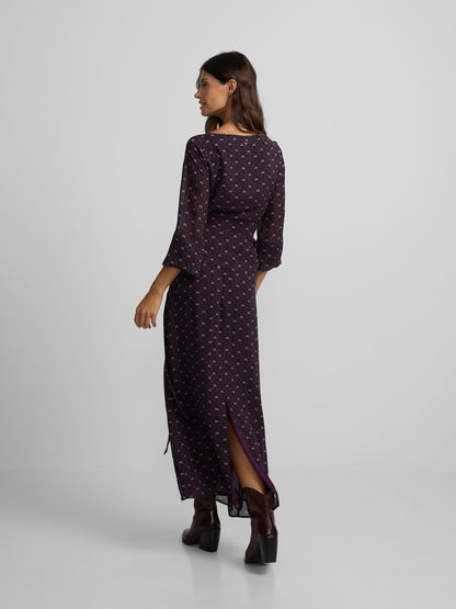 Falda midi lazada estampado morado