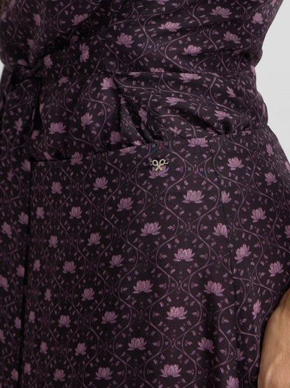 Falda midi lazada estampado morado