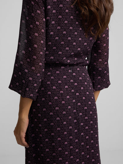 Falda midi lazada estampado morado