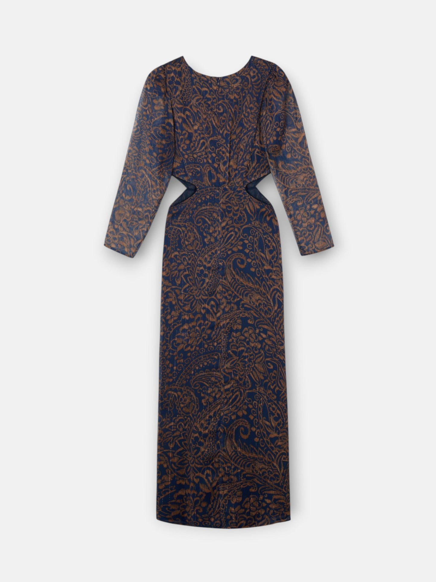 Vestido cut out estampado cachemir azul