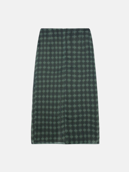 Falda midi nudo estampado etnico verde