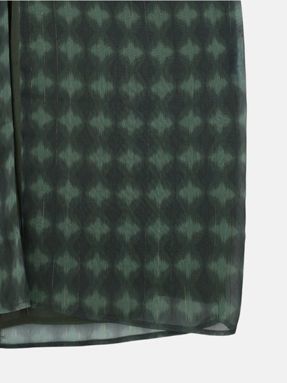 Falda midi nudo estampado etnico verde