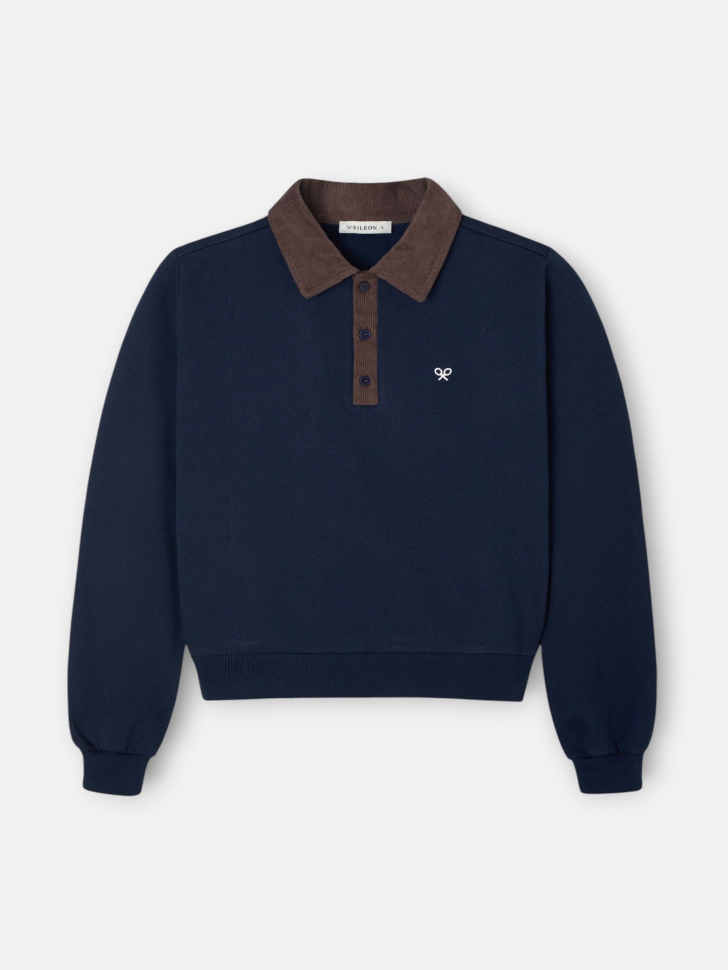 Sudadera woman cuello polo pana azul marino
