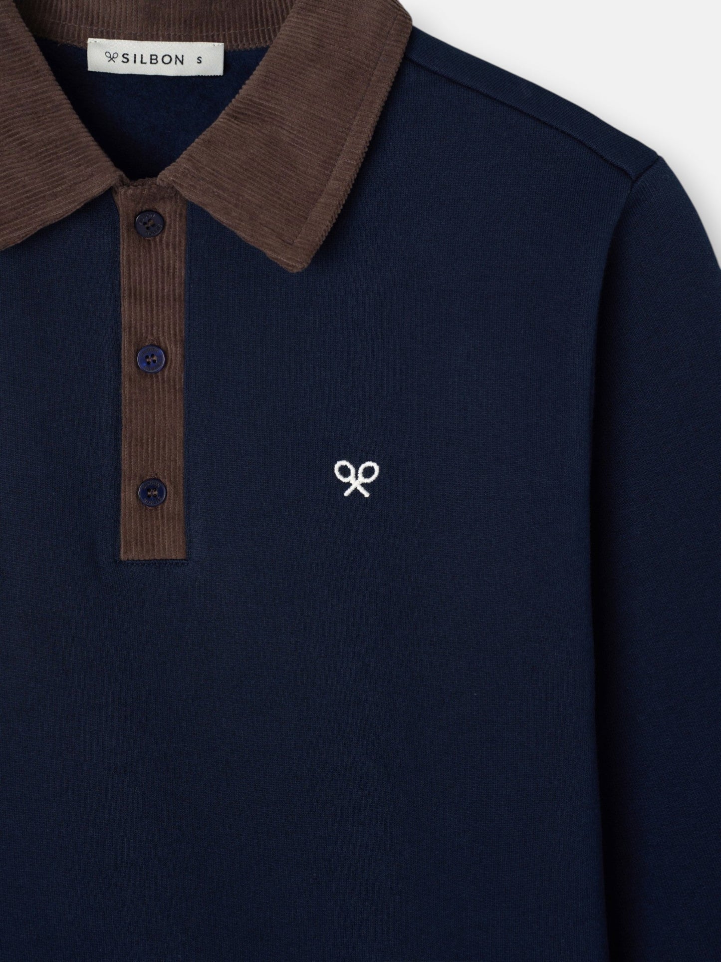 Sudadera woman cuello polo pana azul marino