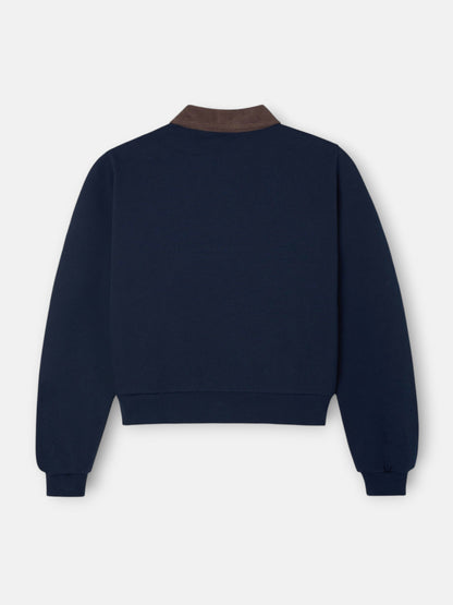 Sudadera woman cuello polo pana azul marino