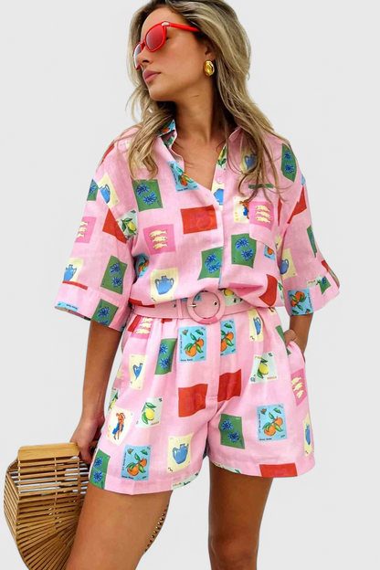 Paula Conjunto de Estampado Pink