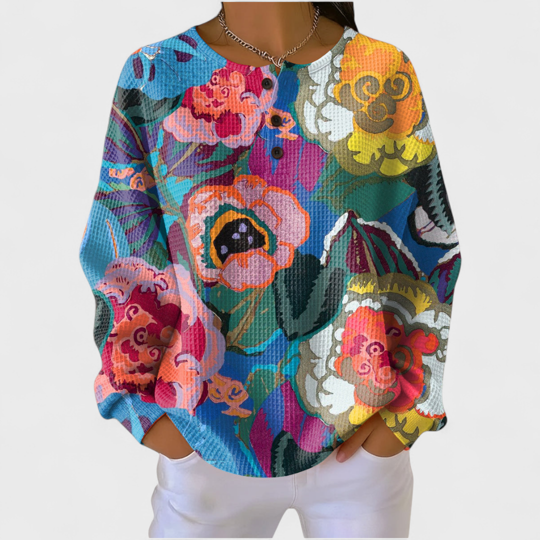 Ida - Suéter con Vibrantes Flores de Gran Tamaño