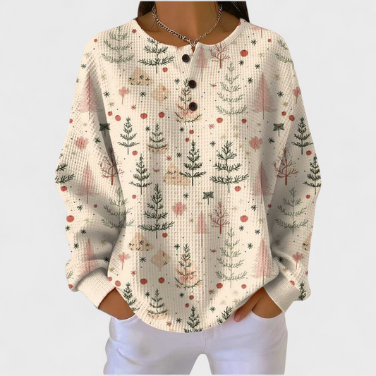 Mathilde - Suéter crema con elegante diseño de árbol