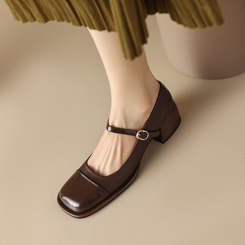 Erel - Zapatos de tacón bloque estilo Mary Jane para mujer
