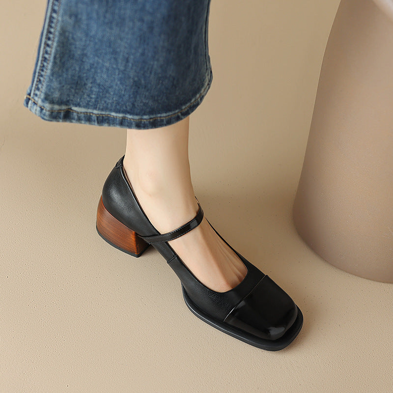 Erel - Zapatos de tacón bloque estilo Mary Jane para mujer