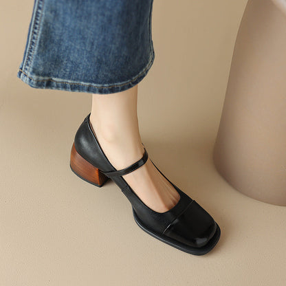 Erel - Zapatos de tacón bloque estilo Mary Jane para mujer