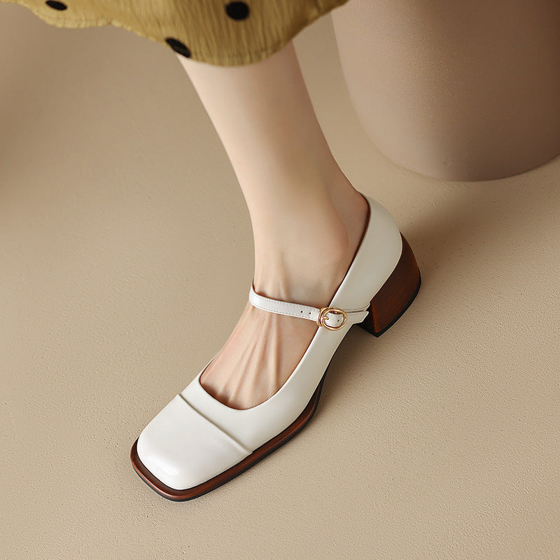 Erel - Zapatos de tacón bloque estilo Mary Jane para mujer