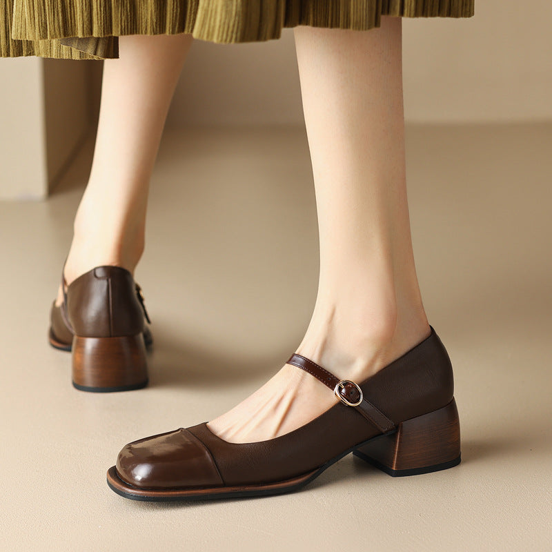Erel - Zapatos de tacón bloque estilo Mary Jane para mujer
