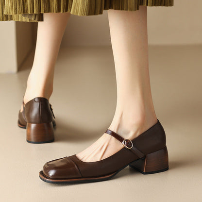 Erel - Zapatos de tacón bloque estilo Mary Jane para mujer
