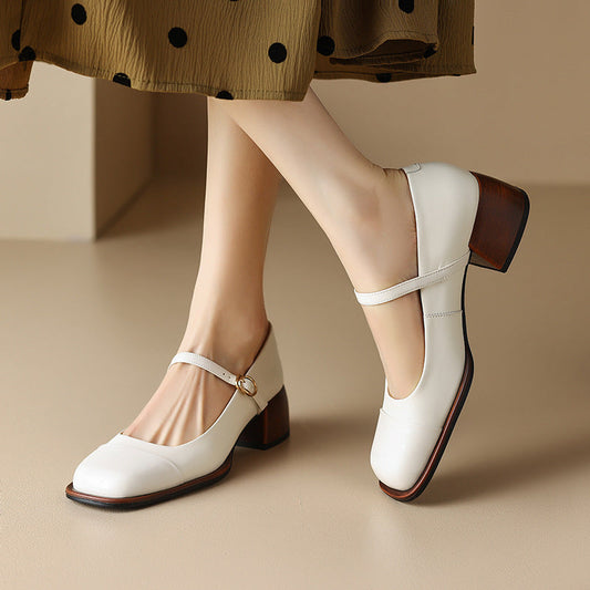 Erel - Zapatos de tacón bloque estilo Mary Jane para mujer