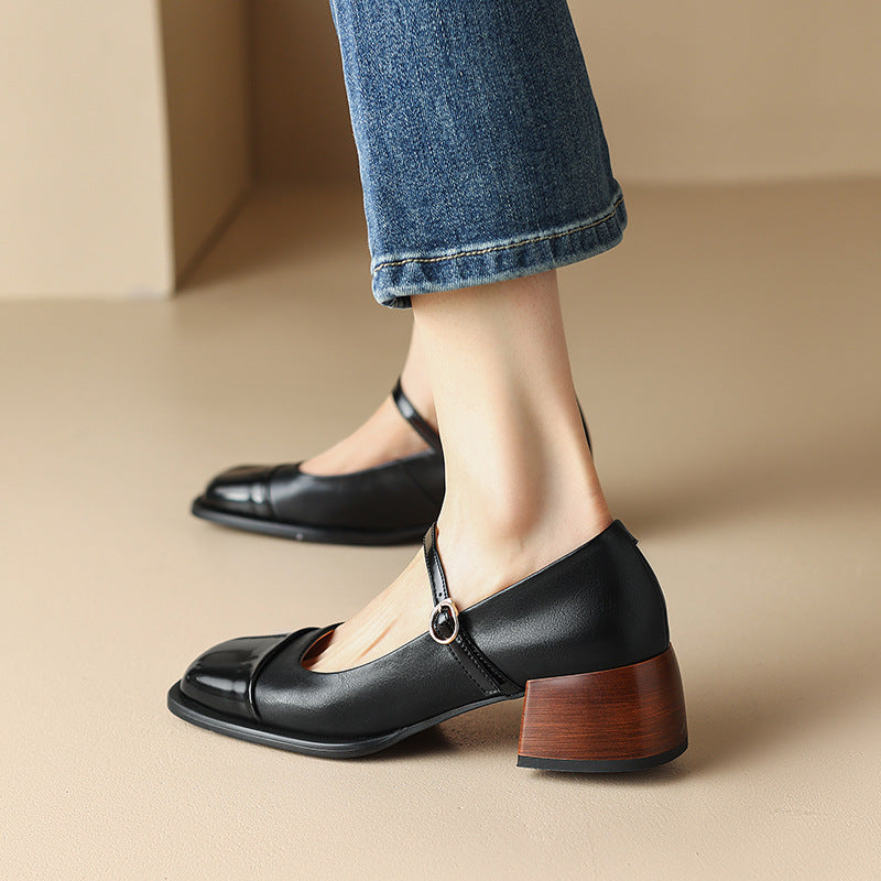 Erel - Zapatos de tacón bloque estilo Mary Jane para mujer