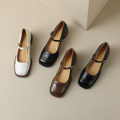 Erel - Zapatos de tacón bloque estilo Mary Jane para mujer