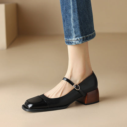 Erel - Zapatos de tacón bloque estilo Mary Jane para mujer
