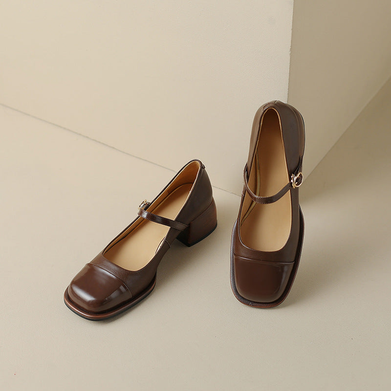 Erel - Zapatos de tacón bloque estilo Mary Jane para mujer