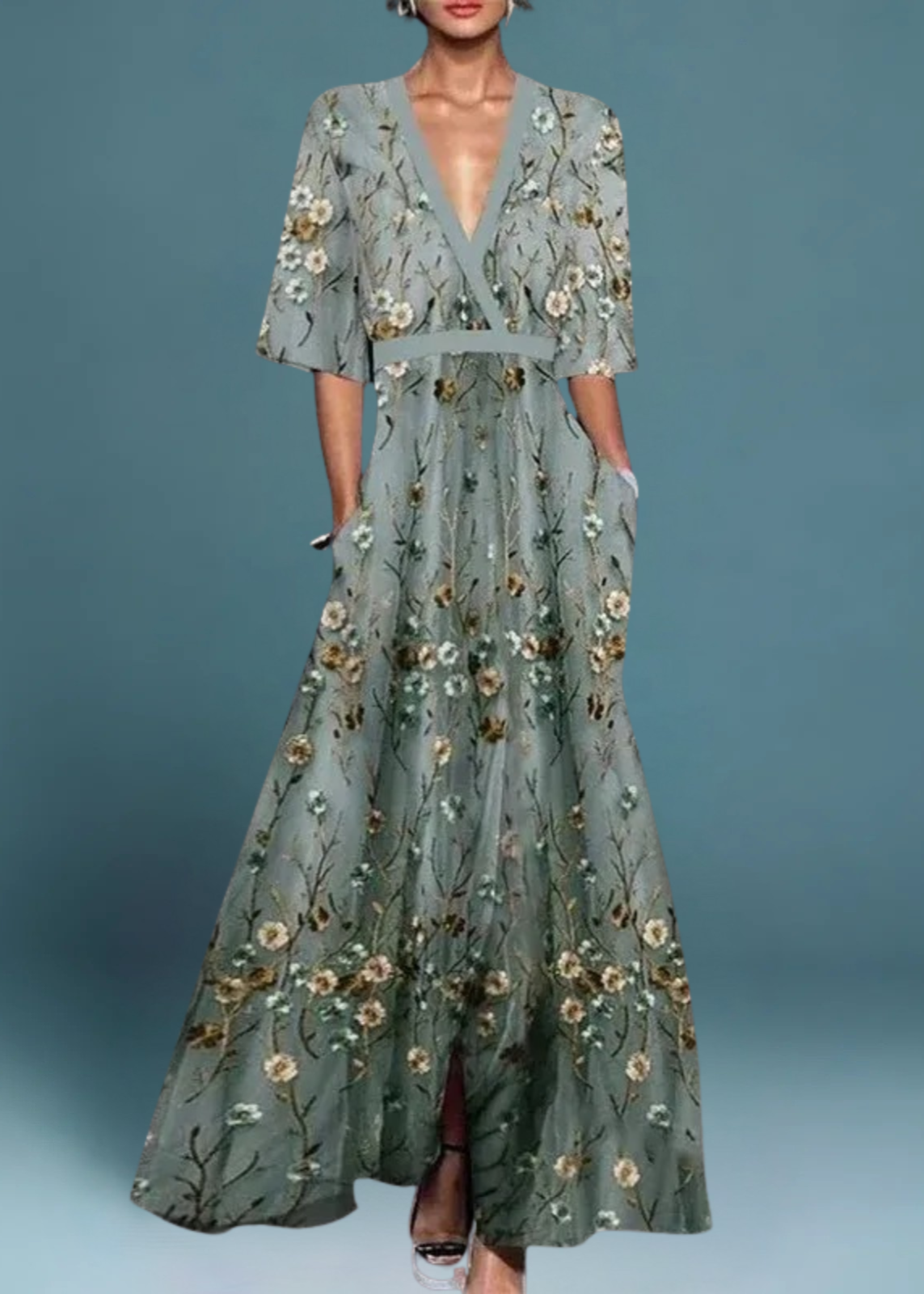 Silvia - Vestido Maxi Floral Elegante