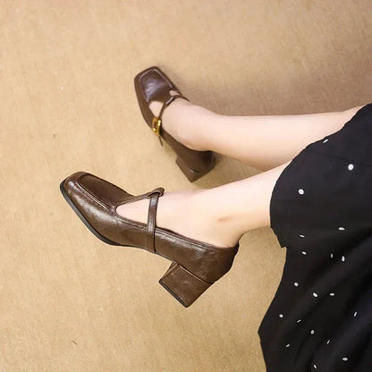 Rosa - Zapatos Mary Jane para mujer con tacón cuadrado