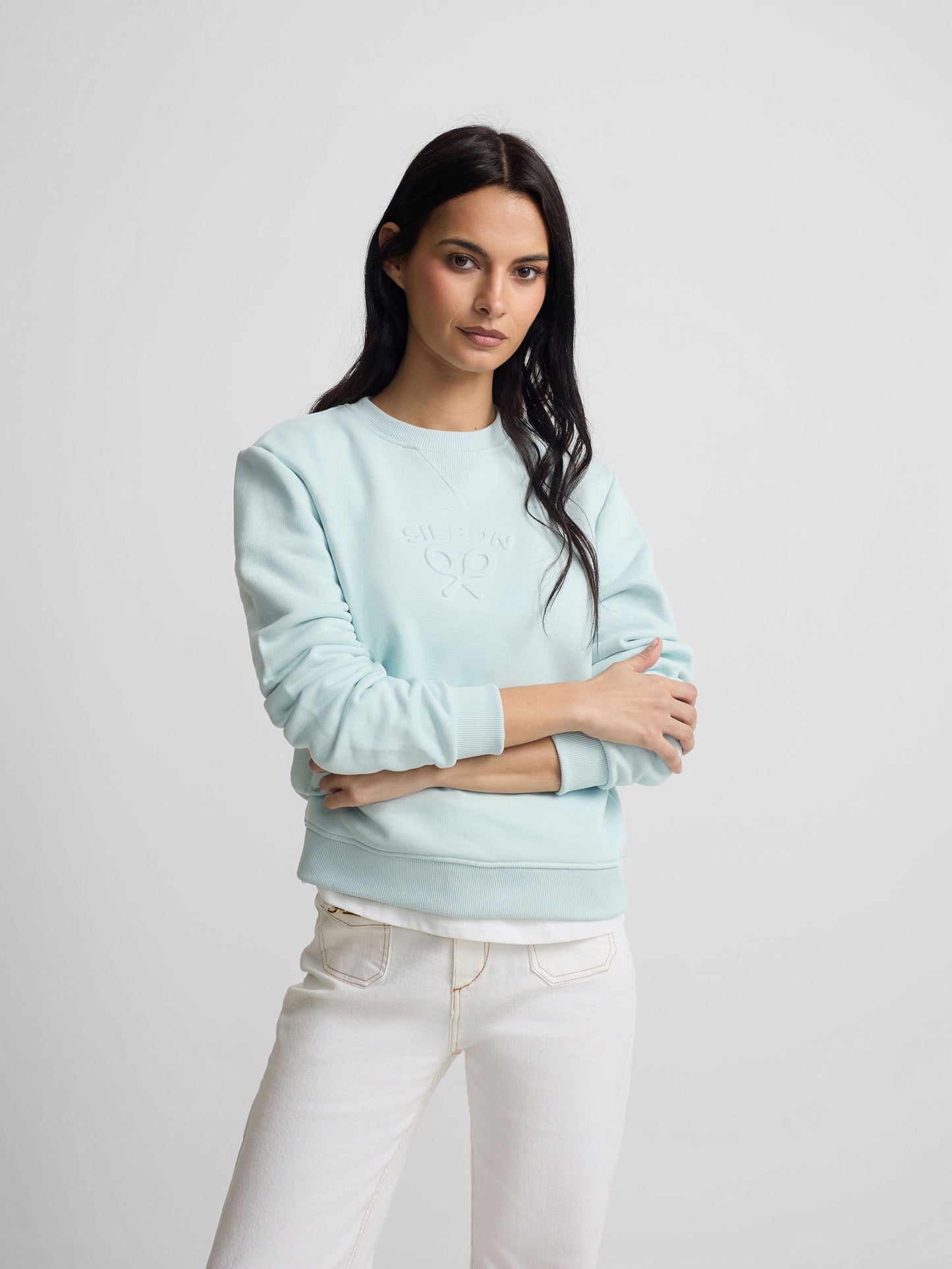 Sudadera woman silbon clasico celeste