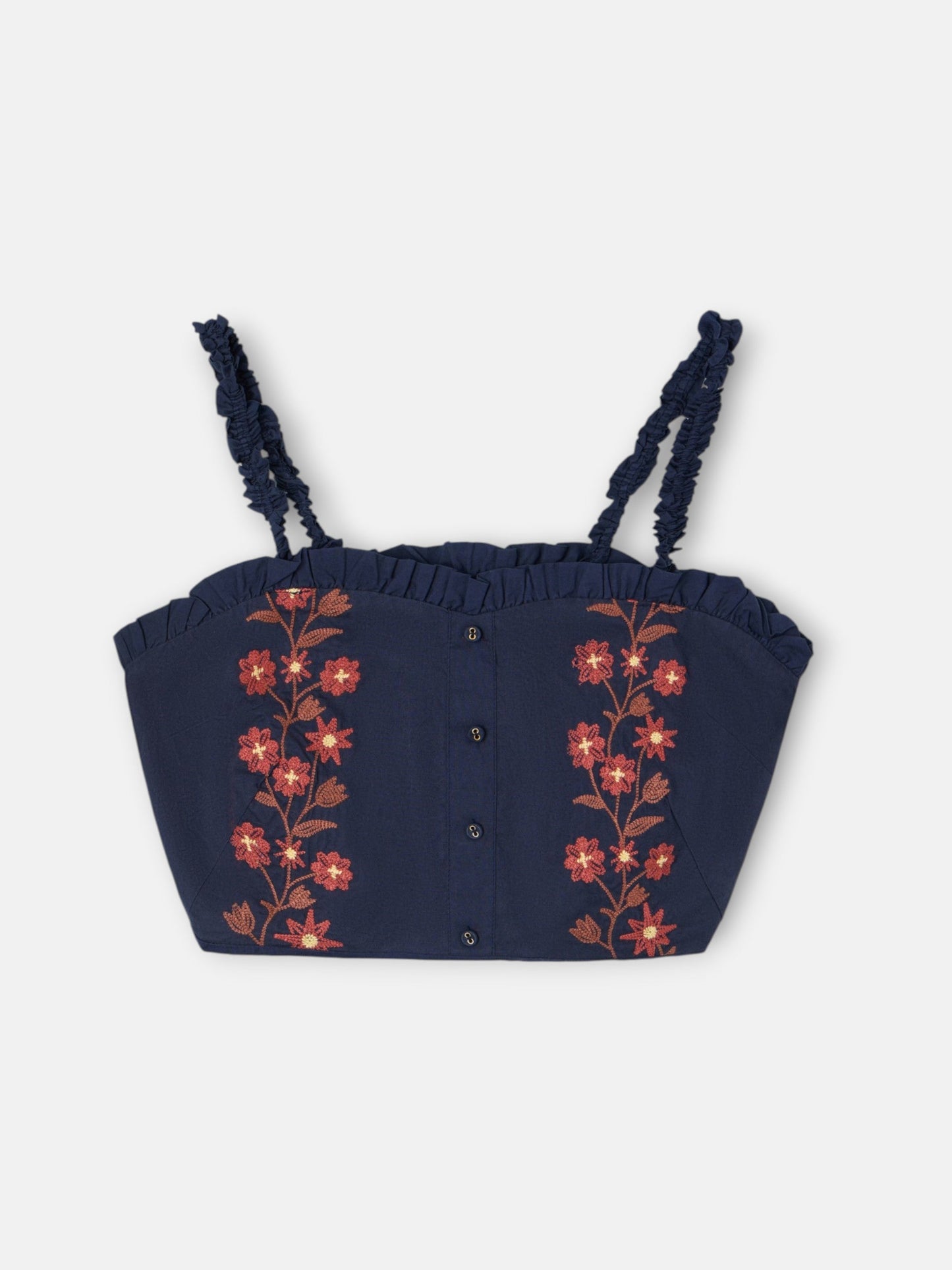 Top flores bordadas azul