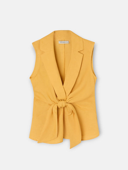 Top solapas lino amarillo