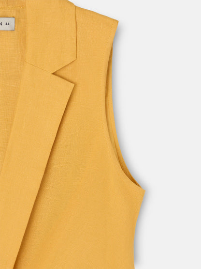 Top solapas lino amarillo
