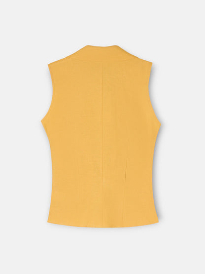 Top solapas lino amarillo