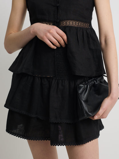 Falda mini lino negra