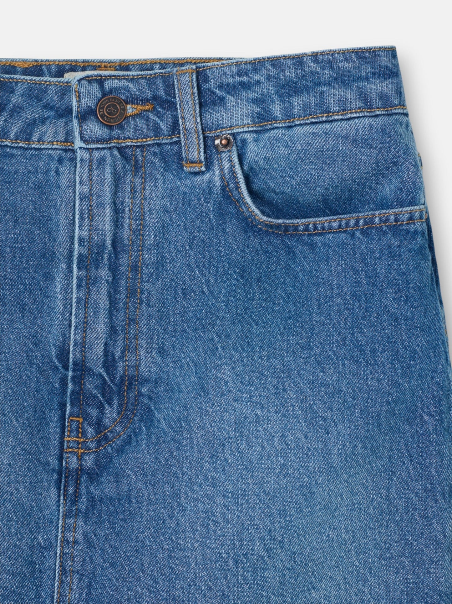 Falda midi recta abertura lateral denim