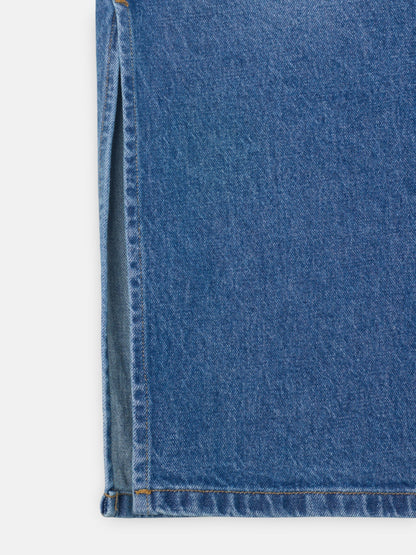 Falda midi recta abertura lateral denim