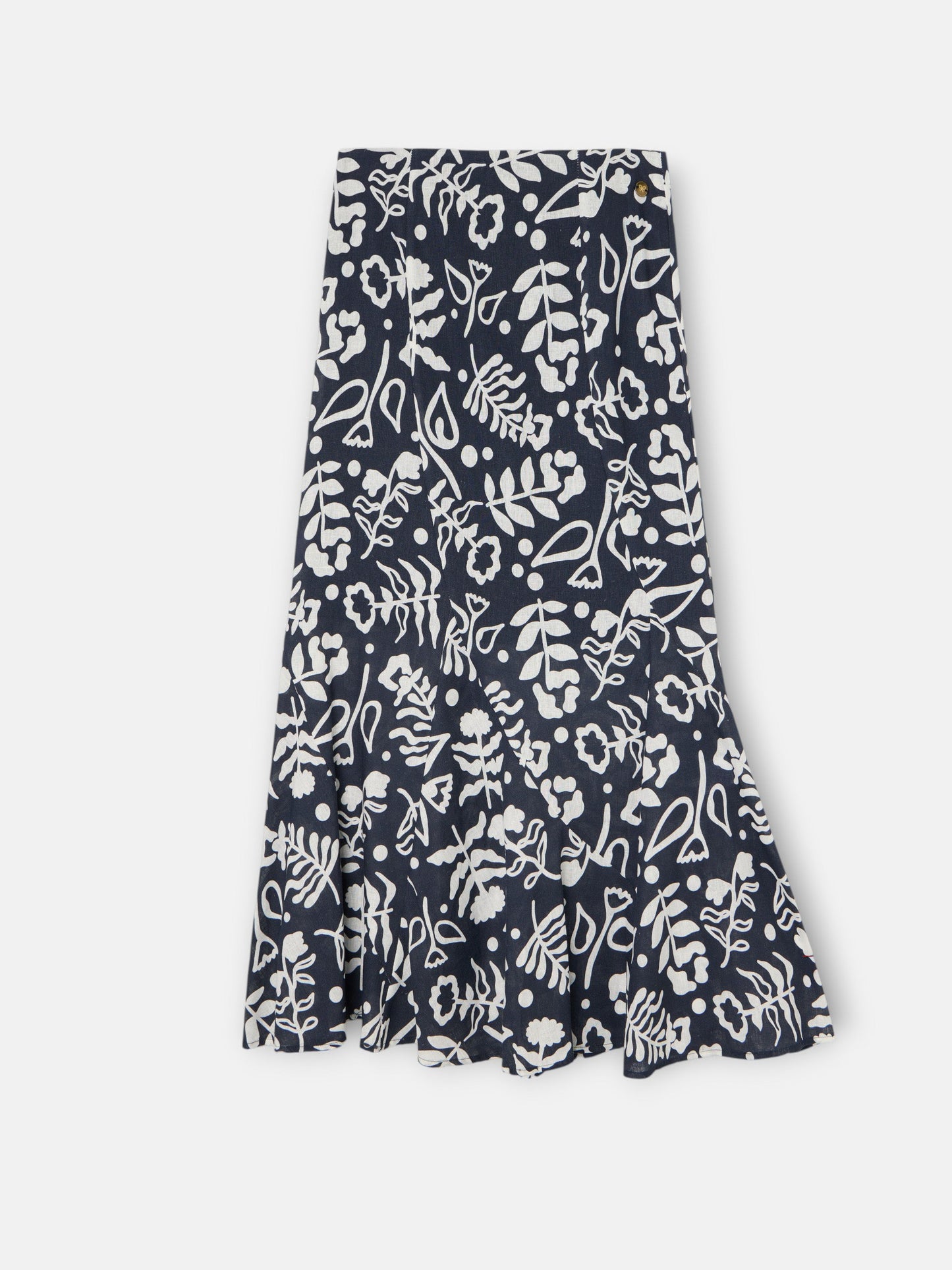 Falda fluida volantes estampado marino