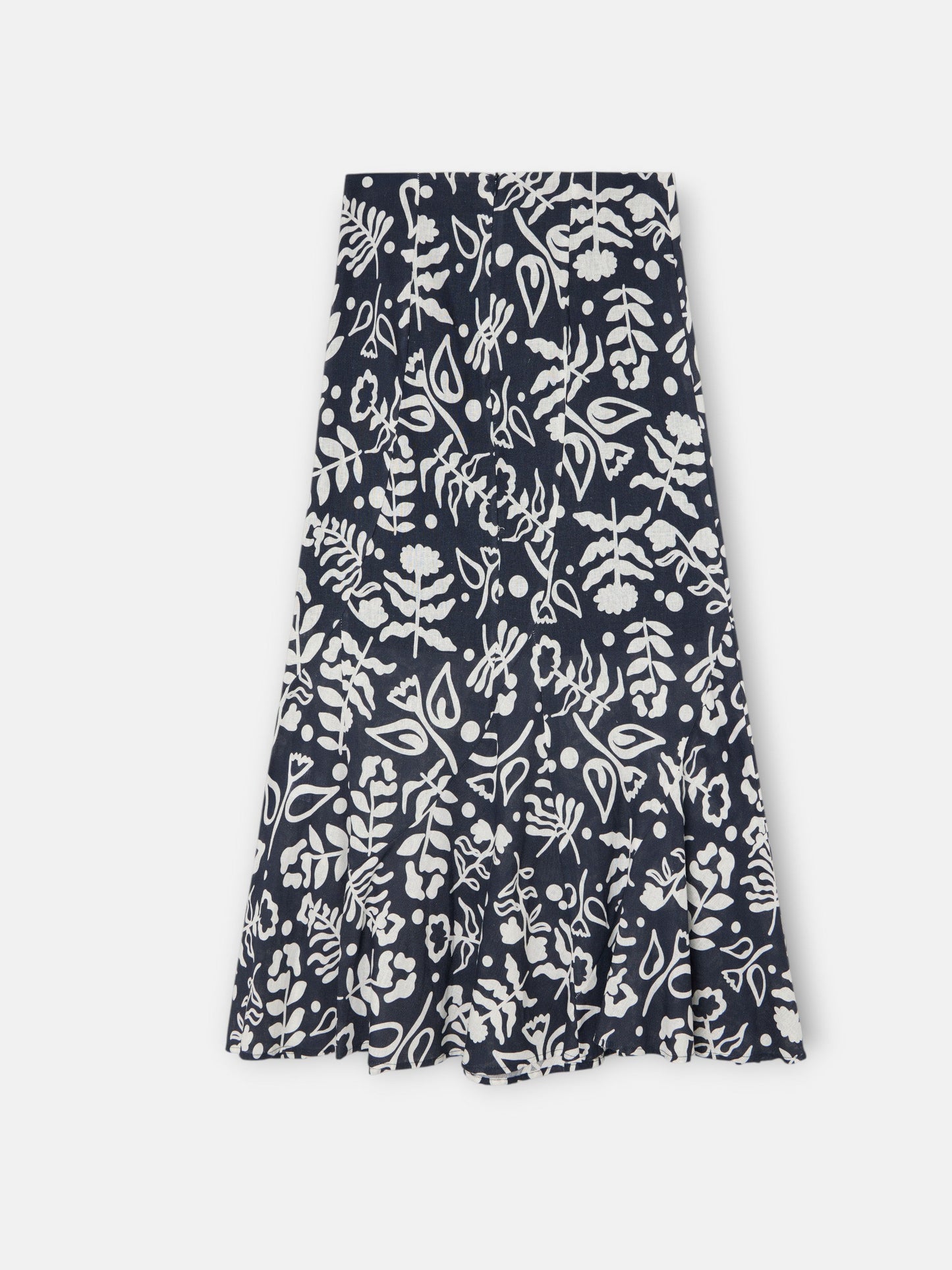 Falda fluida volantes estampado marino