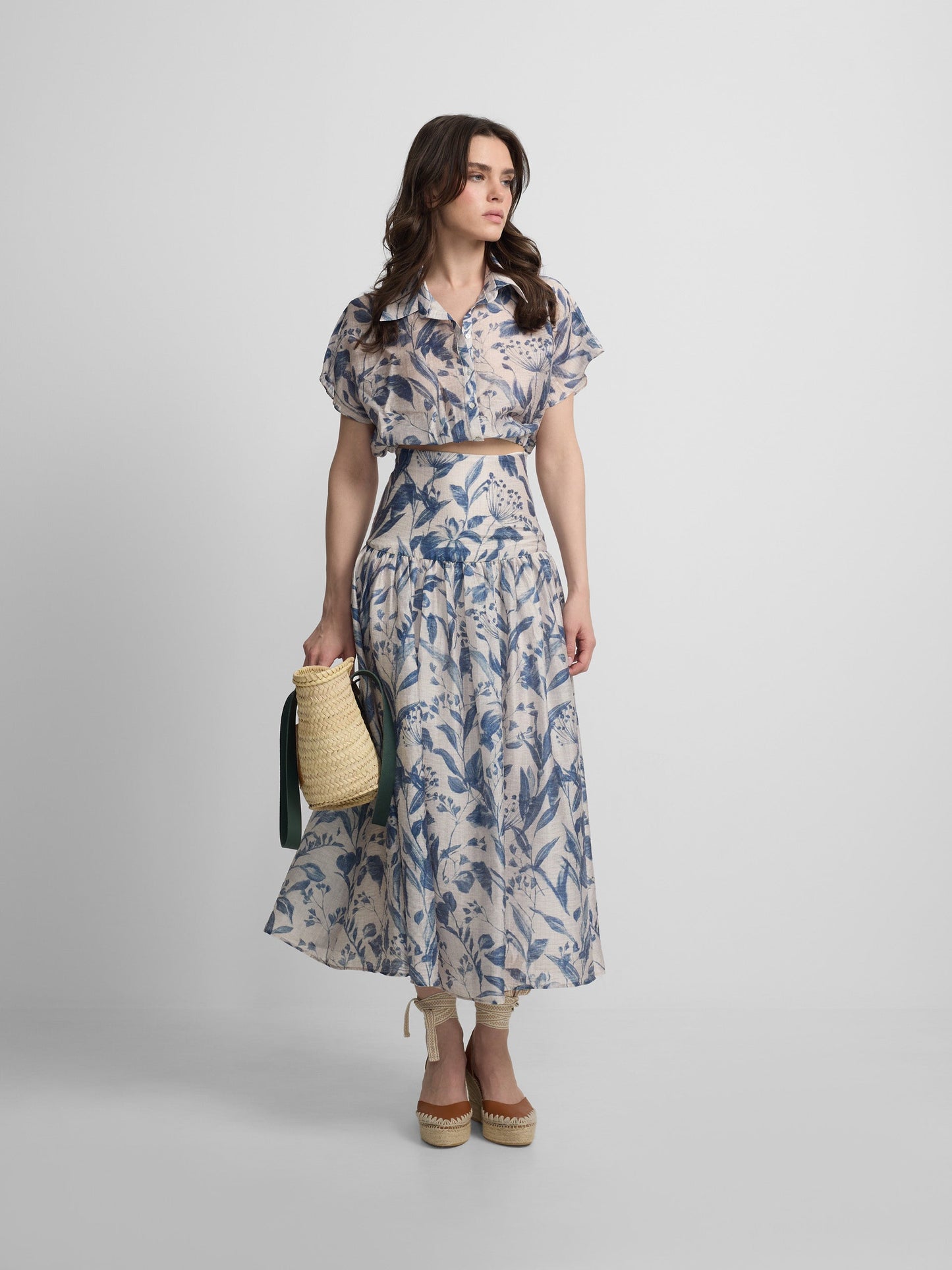 Falda estampado flores azul