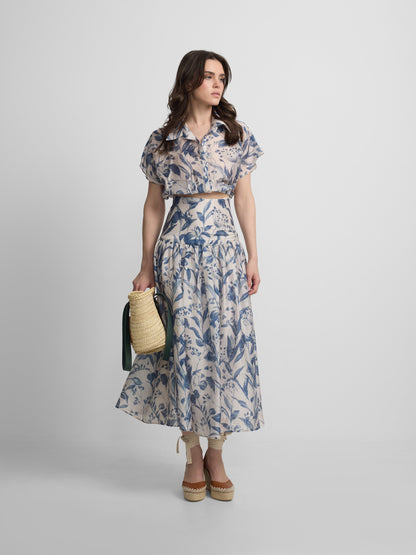 Falda estampado flores azul