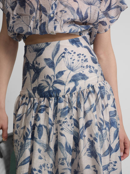 Falda estampado flores azul