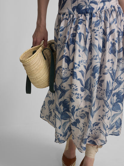 Falda estampado flores azul