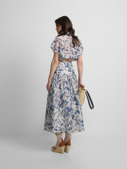 Falda estampado flores azul