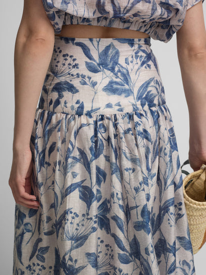Falda estampado flores azul
