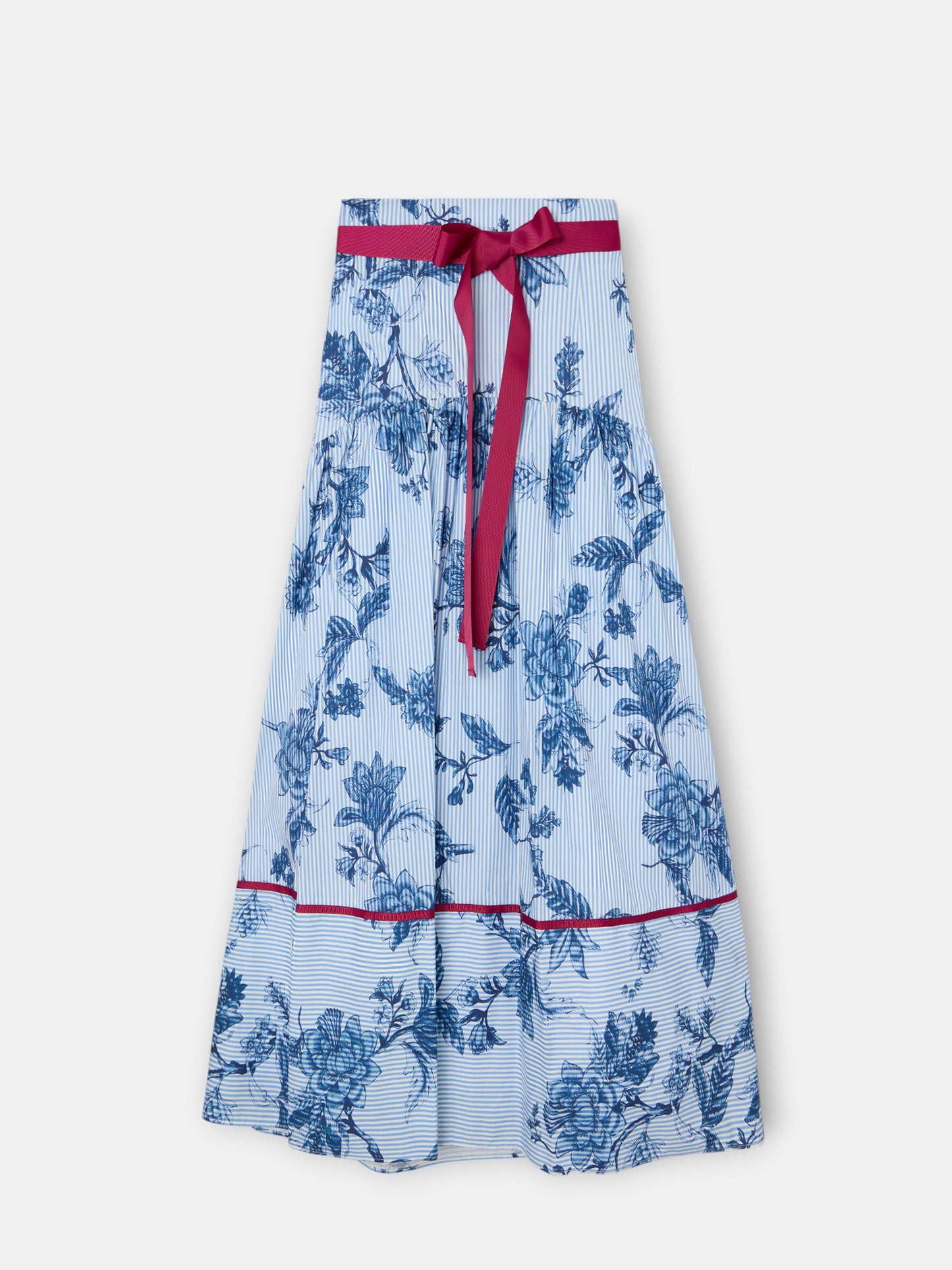 Falda larga estampado rayas celeste azules
